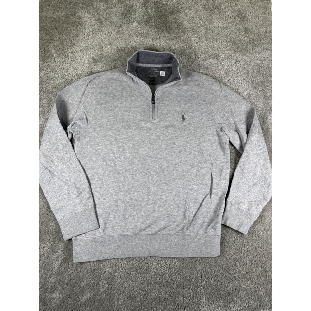 Polo Ralph Lauren Mens Quarter Zip Sweatshirt Heather Grey Pullover Size M 2415